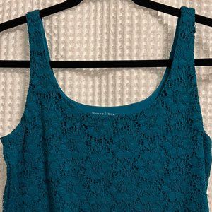 White House Black Market Teal Lace Cami - Small